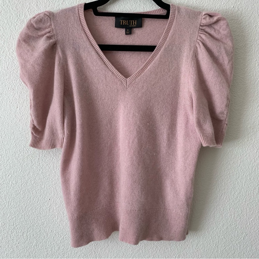 Womens Cashmere Blush Pink Short Sleeve Sweater Truth by Republic Size S.